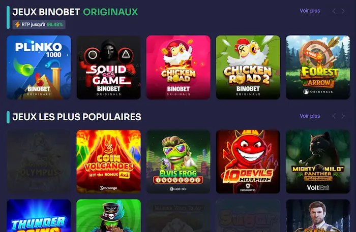 BinoBet Casino Jeux